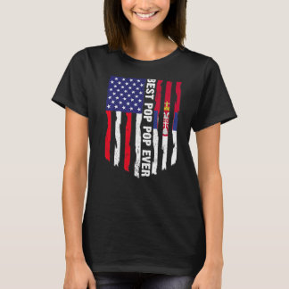 T-shirt Drapeau américain et drapeau serbe meilleur pop po
