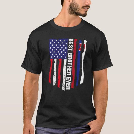 T-shirt Drapeau américain et drapeau slovaque Meilleur Frè (Devant)