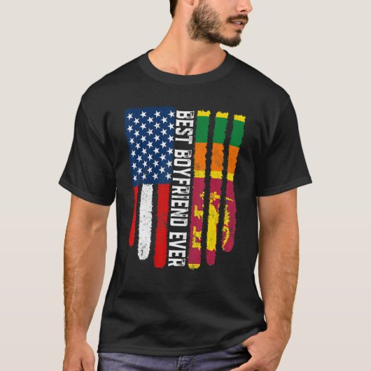 T-shirt Drapeau américain et drapeau sri-lankais meilleur (Devant)