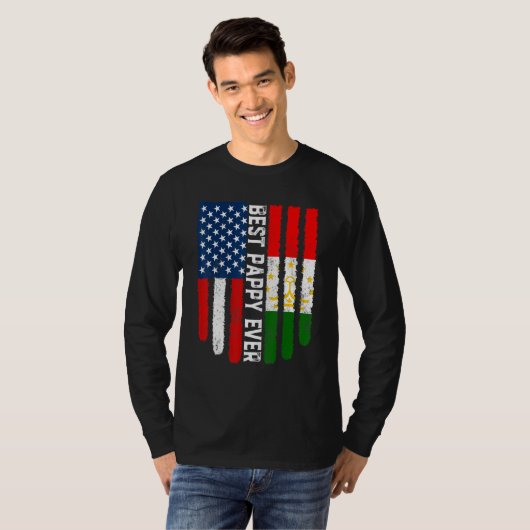 T-shirt Drapeau américain et drapeau tadjik meilleur appy (Devant entier)