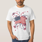 T-shirt Drapeau américain et feux d'artifice (Devant)
