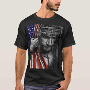 T-shirt Drapeau américain et Jésus Joyeux Jour de l'Indépe