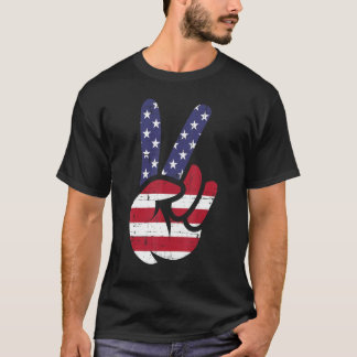T-shirt Drapeau américain et signe de paix patriotique