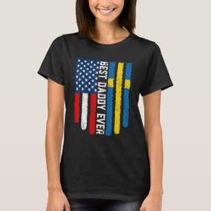 T-shirt Drapeau américain et Suède Drapeau Meilleur Papa J