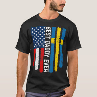 T-shirt Drapeau américain et Suède Drapeau Meilleur Papa J