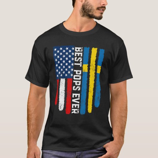 T-shirt Drapeau américain et Suède Drapeau meilleur pops j (Devant)