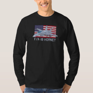 T-shirt Drapeau américain Fa 18 Hornet Jet Fighter Plane
