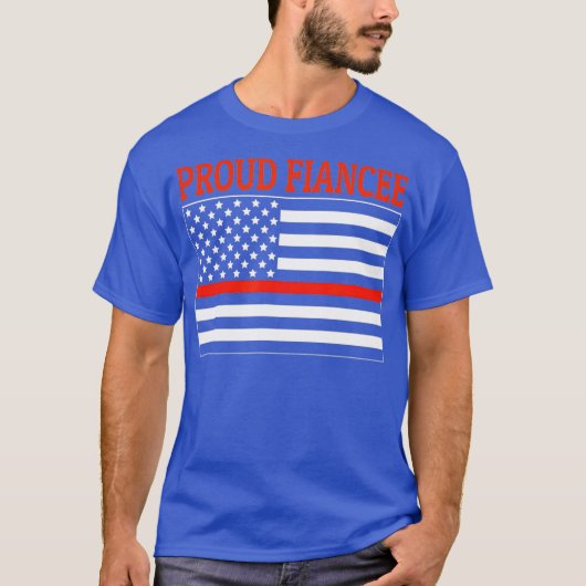 T-shirt Drapeau américain Fiancee Fiancee Firefighter (Devant)