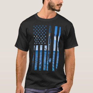 T-shirt Drapeau américain Fisher Pêcheur Funny Basse
