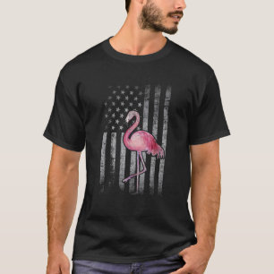 T-shirt Drapeau américain Flamant rose rose 4 juillet patr