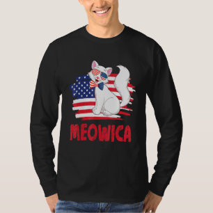 T-shirt Drapeau américain Flying Glass Chat Face Joyeux 4