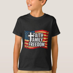 T-shirt Drapeau Américain Foi Famille Dom Chrétien 