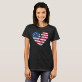 T-shirt Drapeau américain Forme de coeur brisé Forme de co (Devant entier)