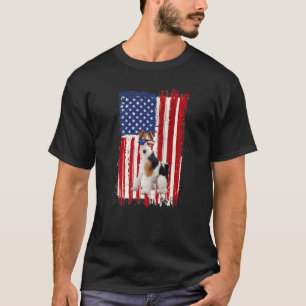 T-shirt Drapeau Américain Fox Terrier Chien 4e De Ju
