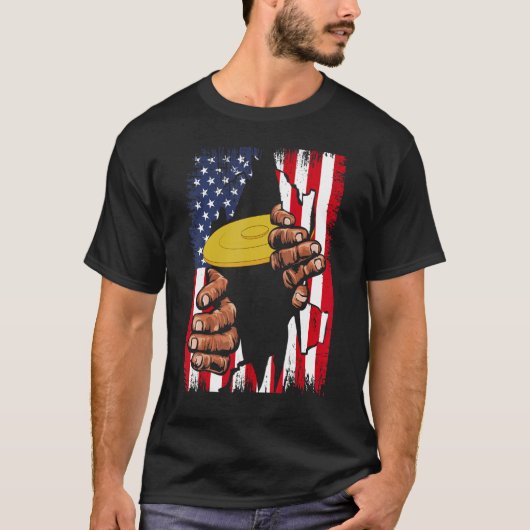 T-shirt Drapeau américain Frisbee 4 juillet Amérique (Devant)