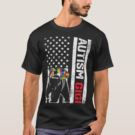 T-shirt Drapeau américain Gigi Bear Sensibilisation sur l' (Devant)