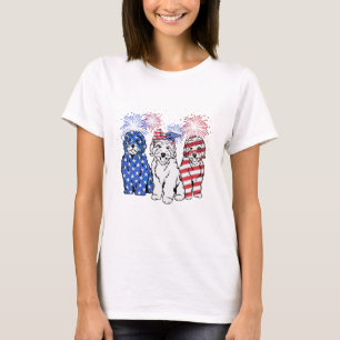 T-shirt Drapeau américain Goldendoodle 4 juillet