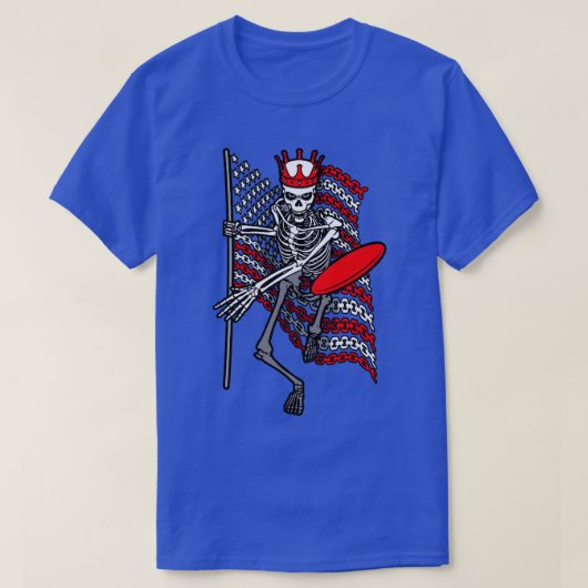 T-shirt Drapeau américain Gothique Squelette Disque Golf L (Design devant)