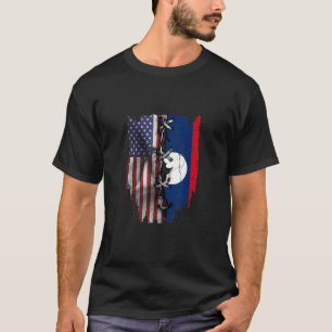 T-shirt Drapeau américain Gros Lao Roots USA Laos