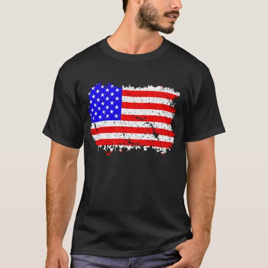 T-shirt Drapeau américain Grunge (Devant)