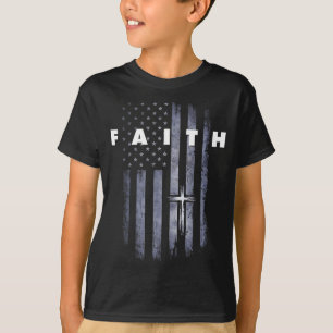 T-shirt Drapeau américain grunge et foi chrétienne croix