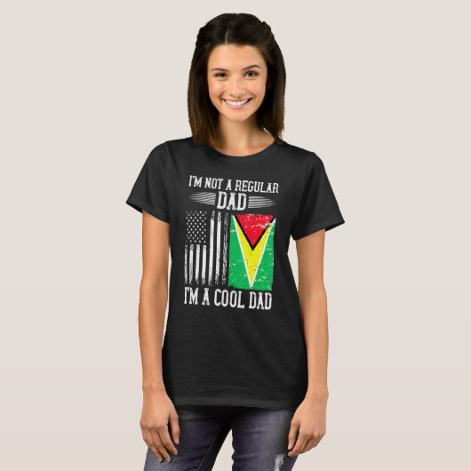 T-shirt Drapeau américain Guyane Papa racine Guyana (Devant entier)