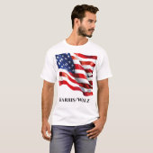 T-shirt Drapeau américain Harris/Walz (Devant entier)
