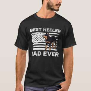 T-shirt Drapeau Américain Heeler Rouge Bleu Papa Chien Bou
