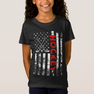 T-Shirt Drapeau américain Hockey USA Patriotic Cadeau