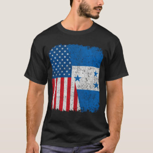 T-shirt Drapeau Américain Hondurien Demi USA Honduras Raci