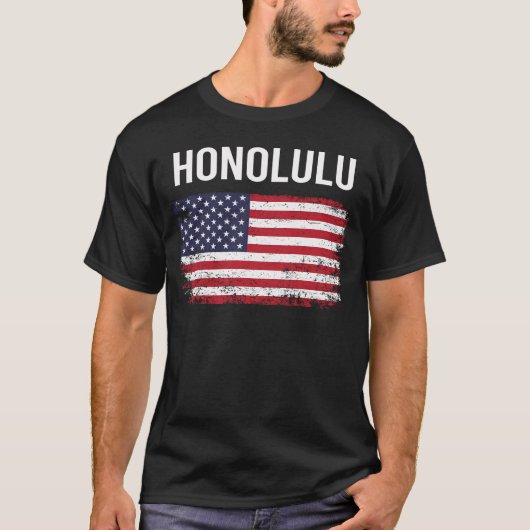 T-shirt Drapeau américain Honolulu (Devant)