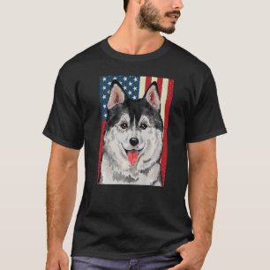 T-shirt Drapeau américain Huskies 4 juillet Sibérie Husky