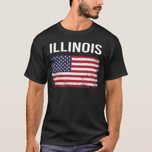 T-shirt Drapeau américain Illinois (Devant)