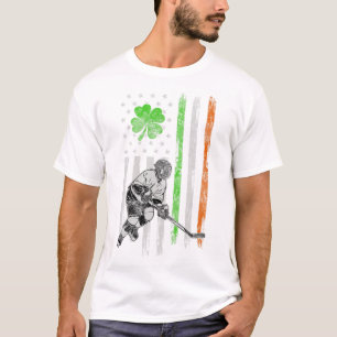 T-shirt Drapeau américain irlandais Hockey St Patricks Day