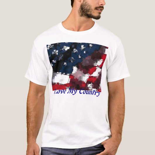 T-shirt Drapeau américain, j'aime mon pays (Devant)