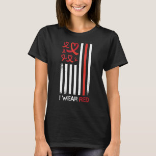 T-shirt Drapeau américain Je Porte Du Rouge Pour Lutter Co