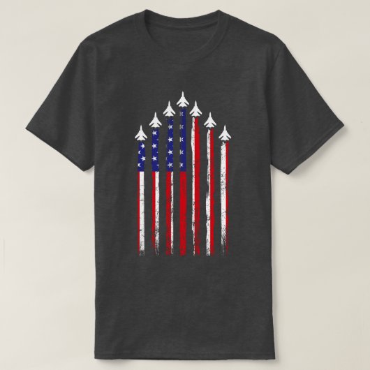 T-shirt Drapeau américain Jets de combat patriotique (Design devant)