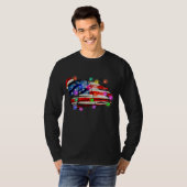 T-shirt Drapeau américain Joyeux Noël Lumières Noël Père N (Devant entier)