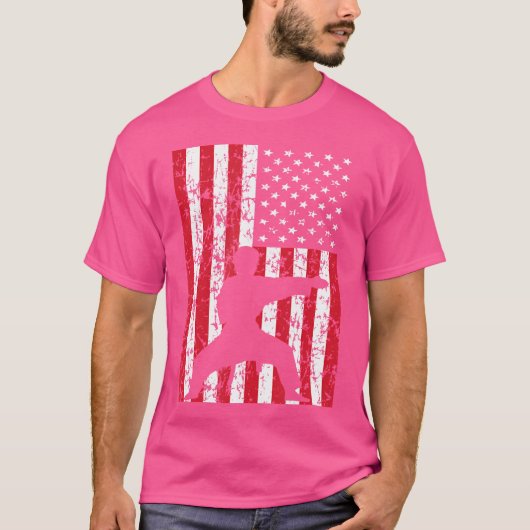 T-shirt Drapeau américain Karate (Devant)