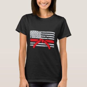 T-shirt Drapeau Américain Karaté Cadeau Tae Kwon Do Combat