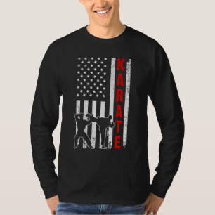 T-shirt Drapeau Américain Karate Hommes Femmes Karate 3