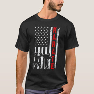 T-shirt Drapeau Américain Karaté Pour Hommes Femmes Karaté
