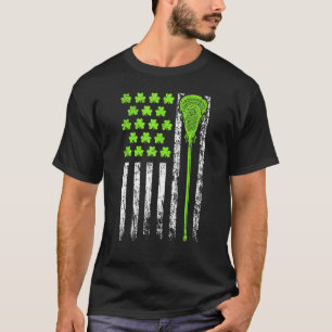 T-shirt Drapeau Américain Lacrosse Saint Patrick Jour Pour