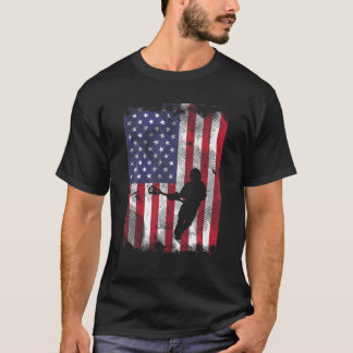 T-shirt Drapeau américain Lacrosse Vintage Lax Patriotique