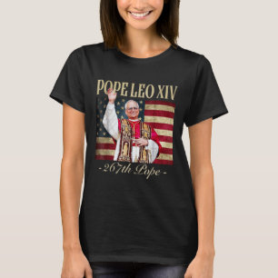T-shirt Drapeau américain Leo Xiv 267th U.s. Catholic Ret