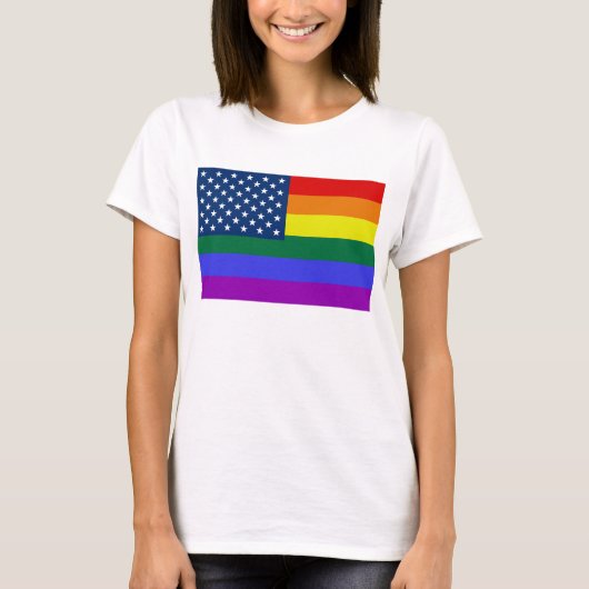 T-shirt Drapeau américain LGBT Pride avec étoiles (Devant)