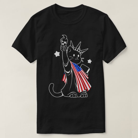 T-shirt Drapeau américain Liberty Statue Chat par Tobe Fon (Design devant)