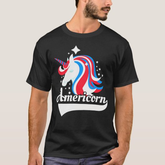 T-shirt Drapeau américain licorne Amérique patriotique (Devant)