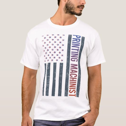 T-shirt Drapeau américain - Machiniste d'impression (Devant)