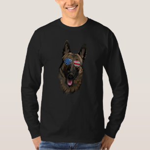 T-shirt Drapeau américain malinois belge 4 juillet Fou